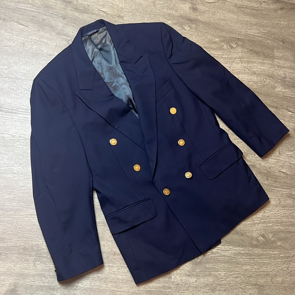 Burberry Navy Blue Blazer with Gold Buttons
